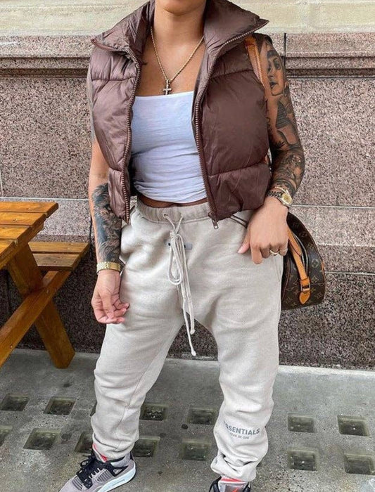 Cropped bomber vest